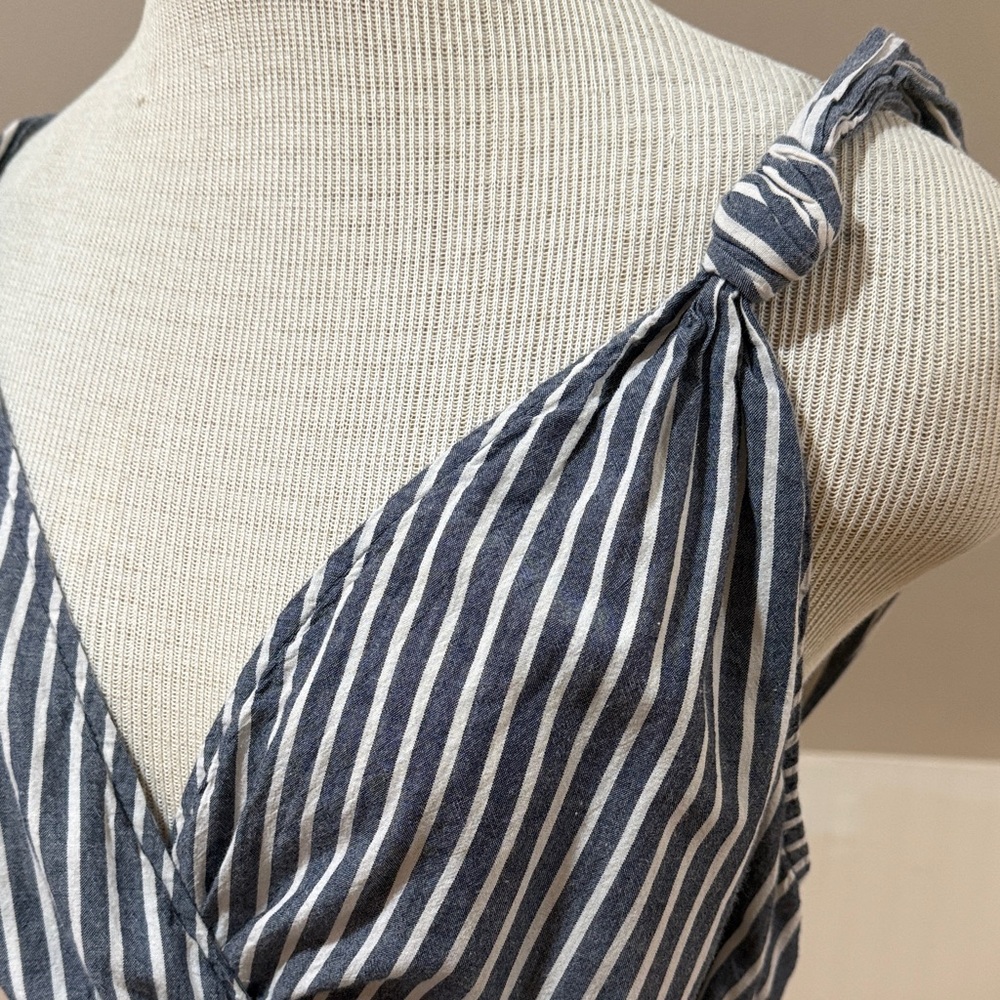 Striped Blue and White Sleeveless Maternity Dress